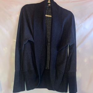 Dark gray open front long sleeve sweater